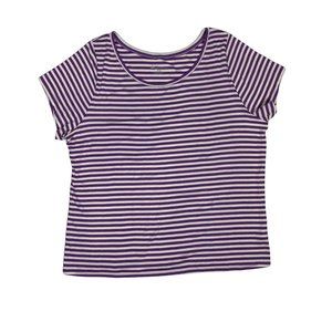 Lane Bryant 18 20 Top Stripe Purple White Stretch Short Sleeve Plus Size